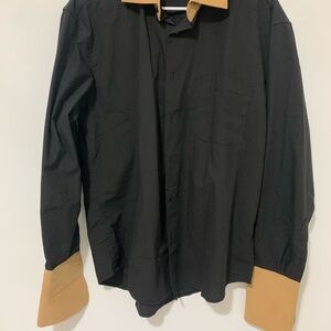 Men’s Daniel Elissa New York Black/Brown  Long Sleeve Dress Shirt 34-35 16 1/2